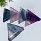 1.6" Fluorite Triangle Slab with Horu's Eye Carvings Bulk Wholesale