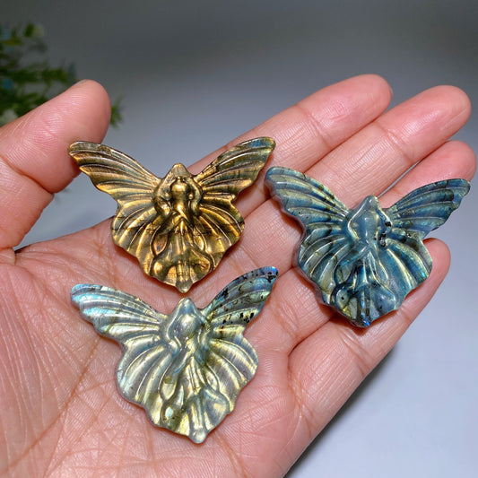 1.9" Labradorite Butterfly Fairy Carving Crystal Healing Bulk Wholesale