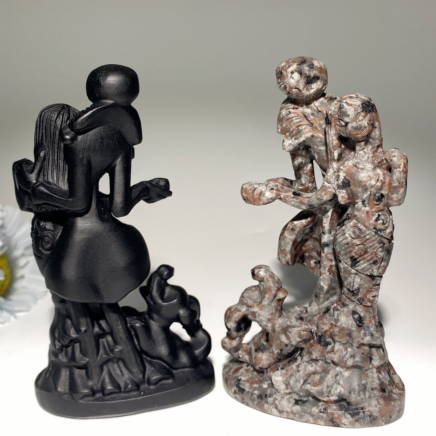 3.6"-4.6" Black Obsidian Yooperlite Jack Skelington Sally & Zero Dog Carvings Bulk Wholesale