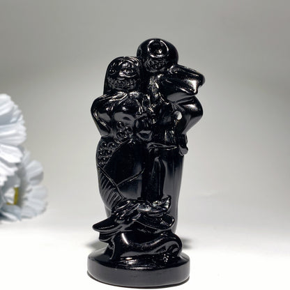 3.6"-4.6" Black Obsidian Yooperlite Jack Skelington Sally & Zero Dog Carvings Crystal Healing Bulk Wholesale