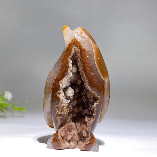 3.2" Unique Druzy Agate in Quartz Penguin Carving Crystal Healing Bulk Wholesale