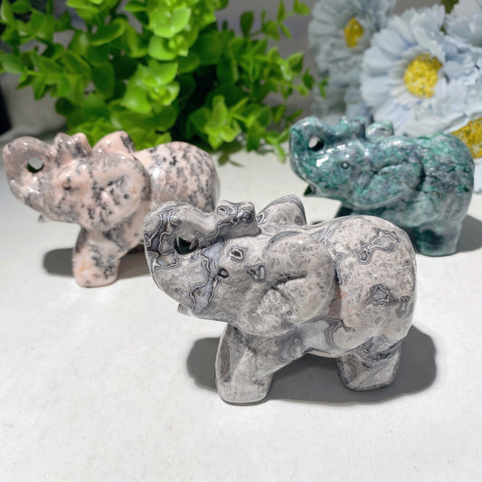 3.1" Mixed Crystal Elephant Carvings Bulk Wholesale