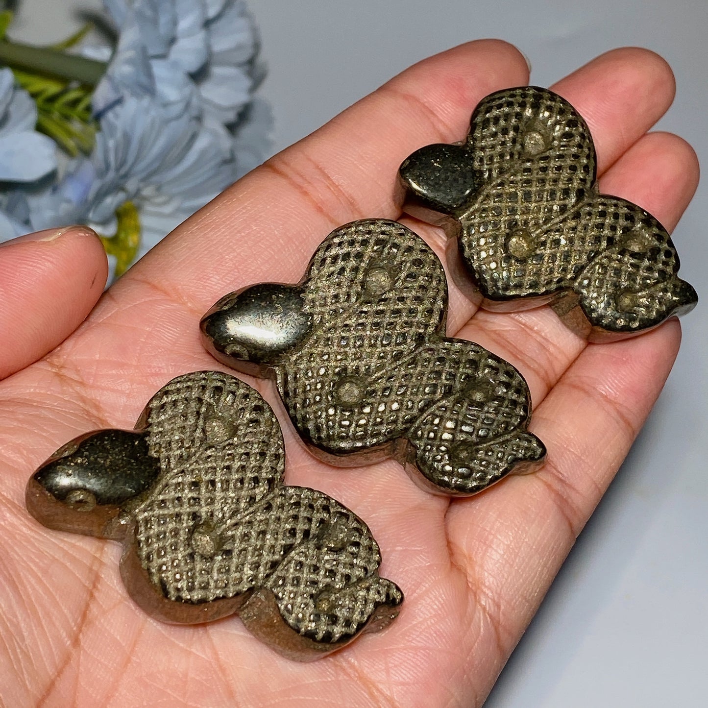 1.8" Pyrite Snake Carvings Bulk Wholesale