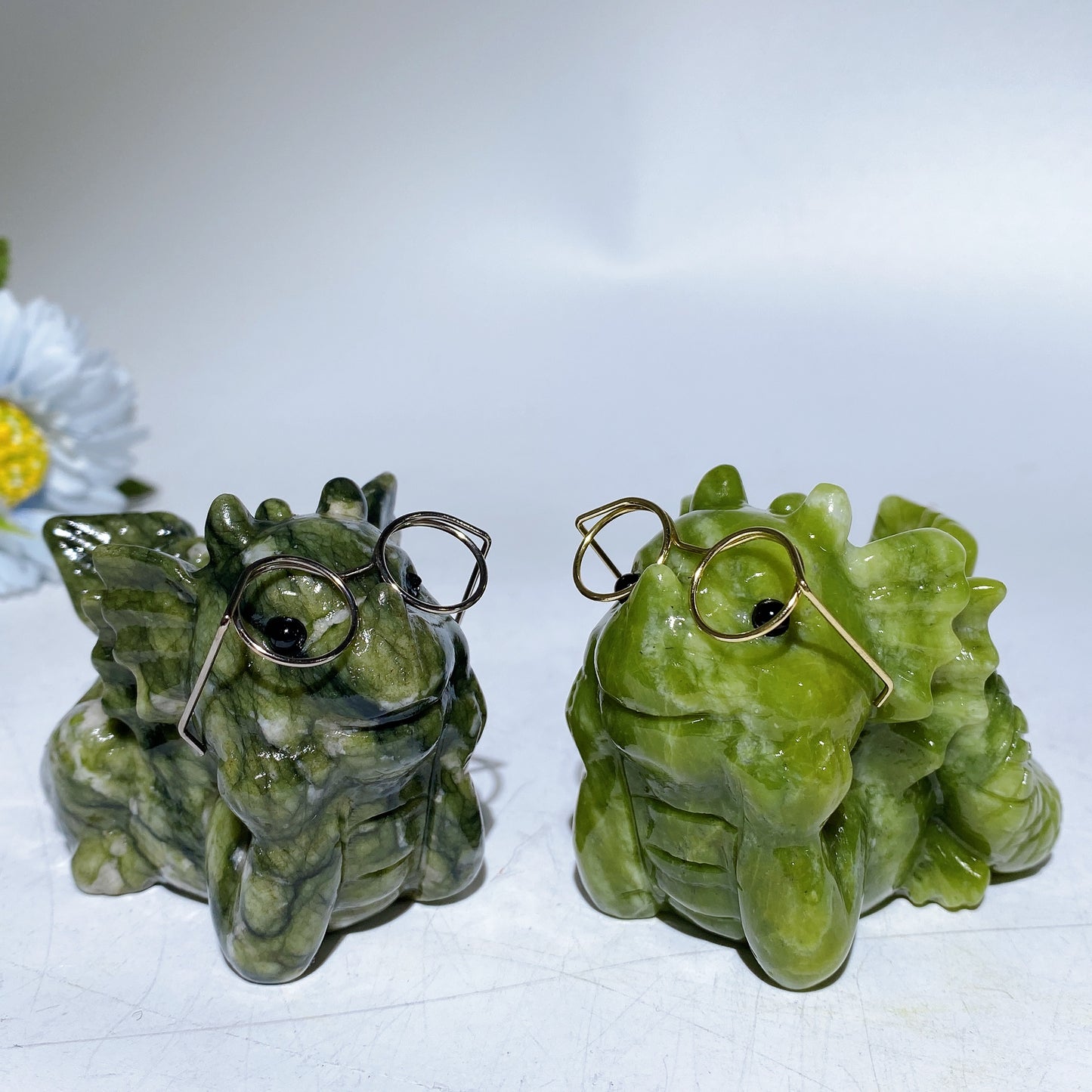 3.0" Serpentine Baby Dragon Carving with Eyeglass Crystal Healing Bulk Wholesale