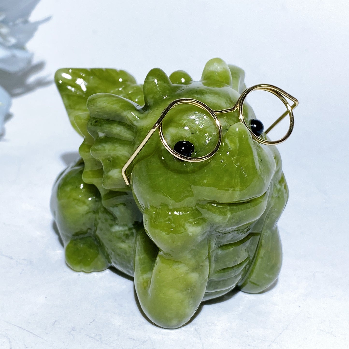 3.0" Serpentine Baby Dragon Carving with Eyeglass Crystal Healing Bulk Wholesale