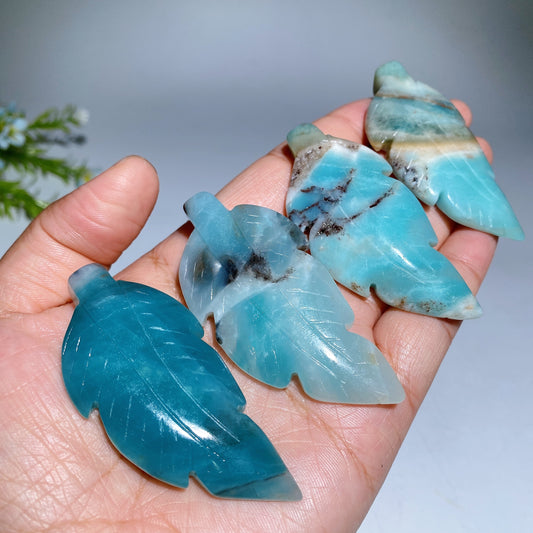 2.5"-2.7" Caribbean Calcite Feather Carving Crystal Healing Bulk Wholesale