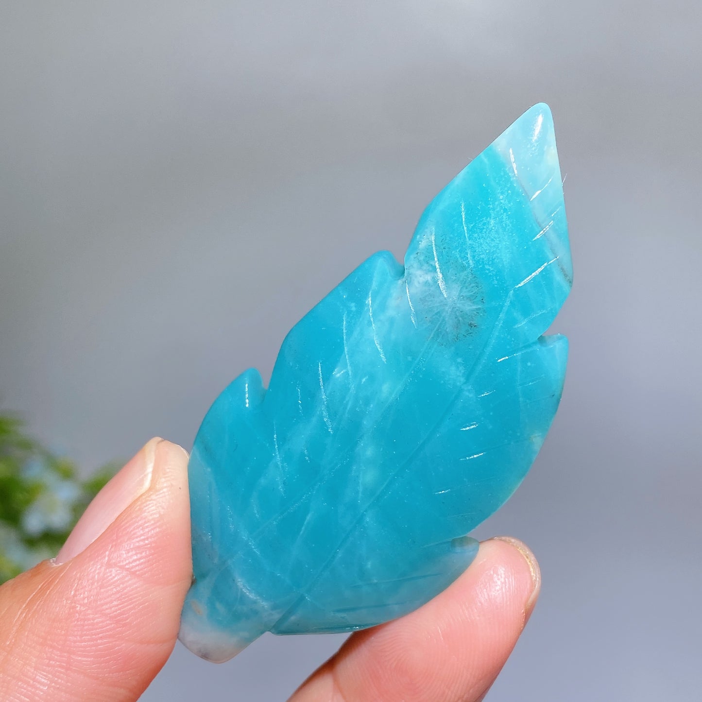 2.5"-2.7" Caribbean Calcite Feather Carving Crystal Healing Bulk Wholesale