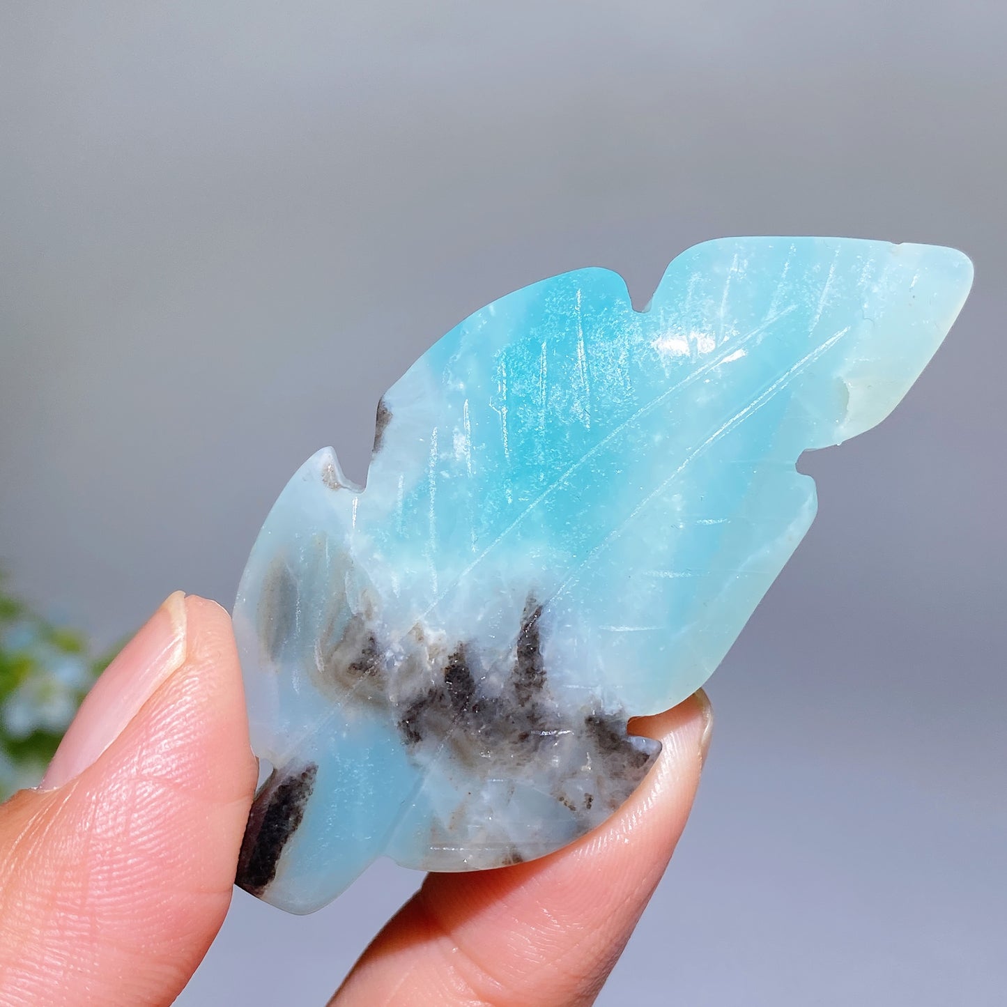 2.5"-2.7" Caribbean Calcite Feather Carving Crystal Healing Bulk Wholesale