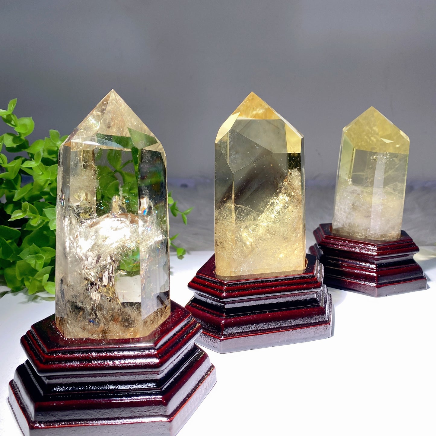 5.0"-8.0" Citrine Tower with Wooden Base Bulk Wholesale