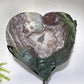Large Unique Ocean Jasper Druzy Quartz Skull Heart Carving with Stand Crystal Healing Bulk Wholesale