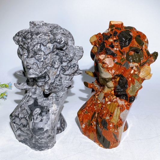 18cm Picasso Stone Jade Medusa Carving Crystal healing Bulk Wholesale