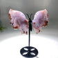 Pink Amethyst Flower Agate Butterfly Wings Carving with Stand Crystal Healing Bulk Wholesale