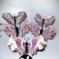 Pink Amethyst Flower Agate Butterfly Wings Carving with Stand Crystal Healing Bulk Wholesale