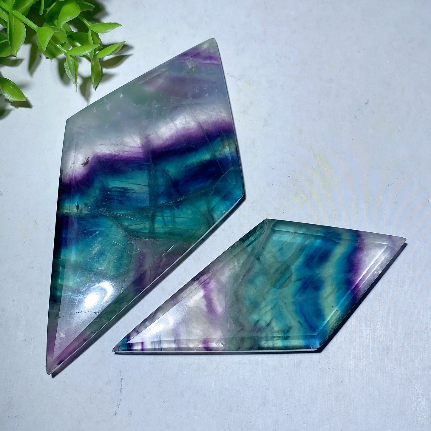 4.2"-5.4" Rainbow Fluorite Rhombus Slabs Bulk Wholesale