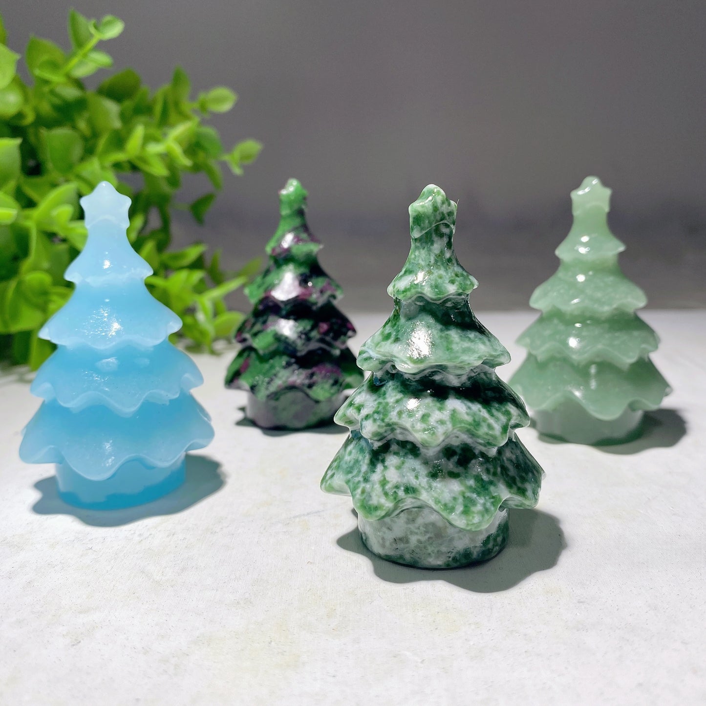 2.35" Mixed Crystal Christmas Tree Carvings Crystal Healing Bulk Wholesale