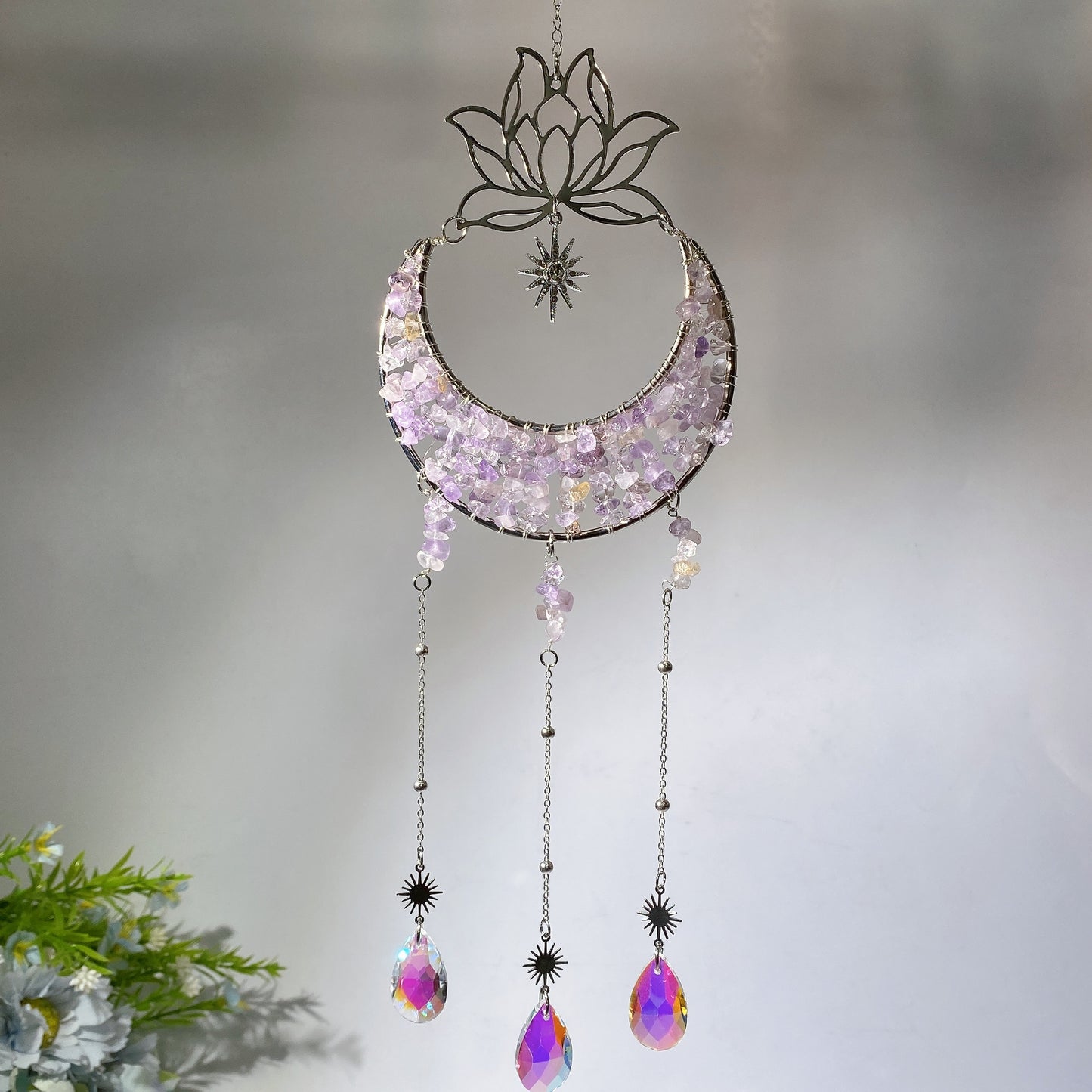 Crystal Chips Suncatcher Hanging Ornament Crystal Healing Bulk Wholesale