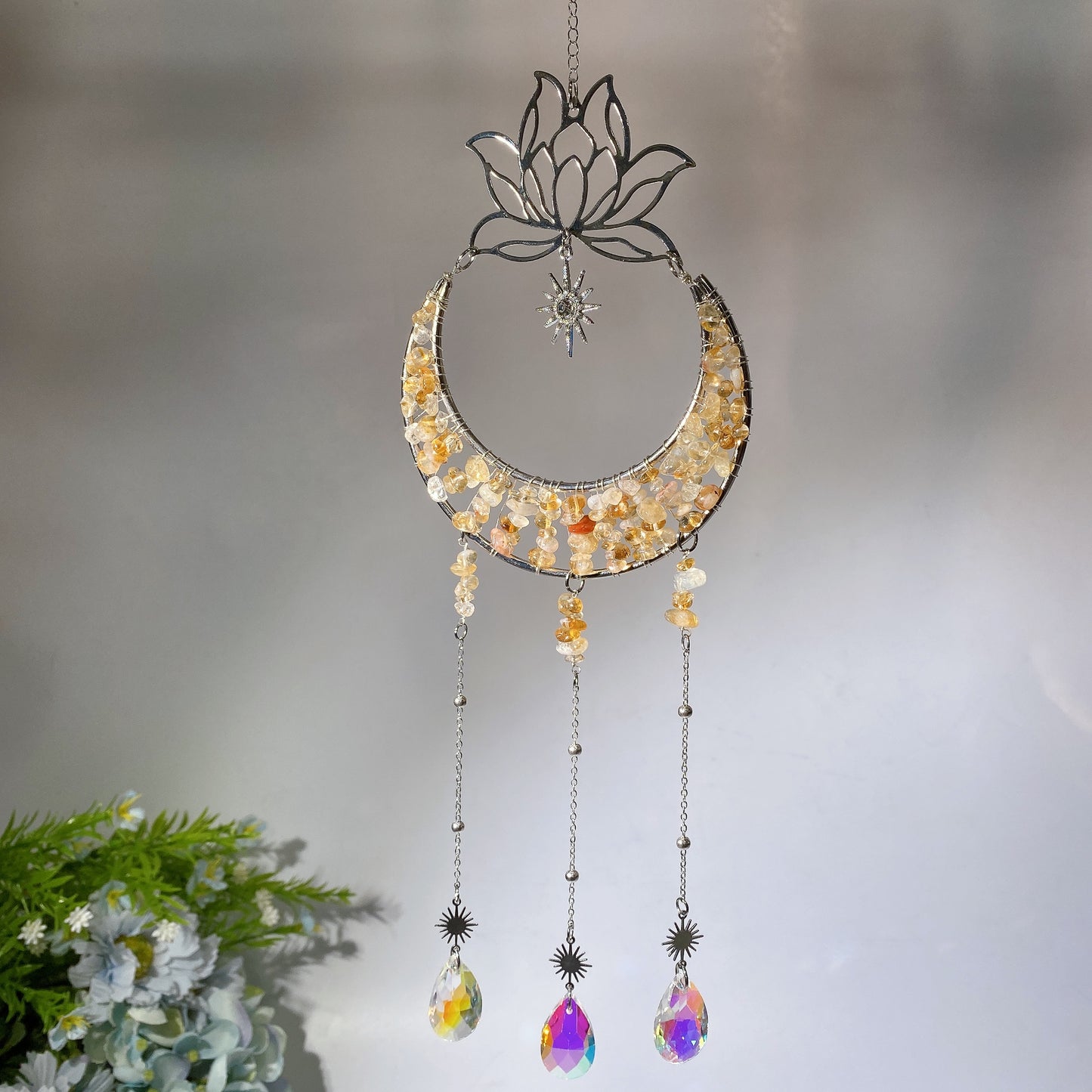 Crystal Chips Suncatcher Hanging Ornament Crystal Healing Bulk Wholesale