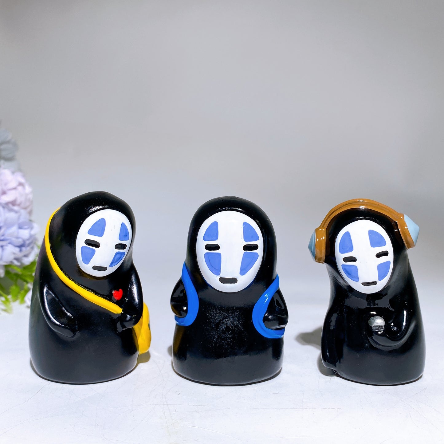 7cm Black Obsidian No-face Carving with Painting Crystal Healing Bulk Wholesale