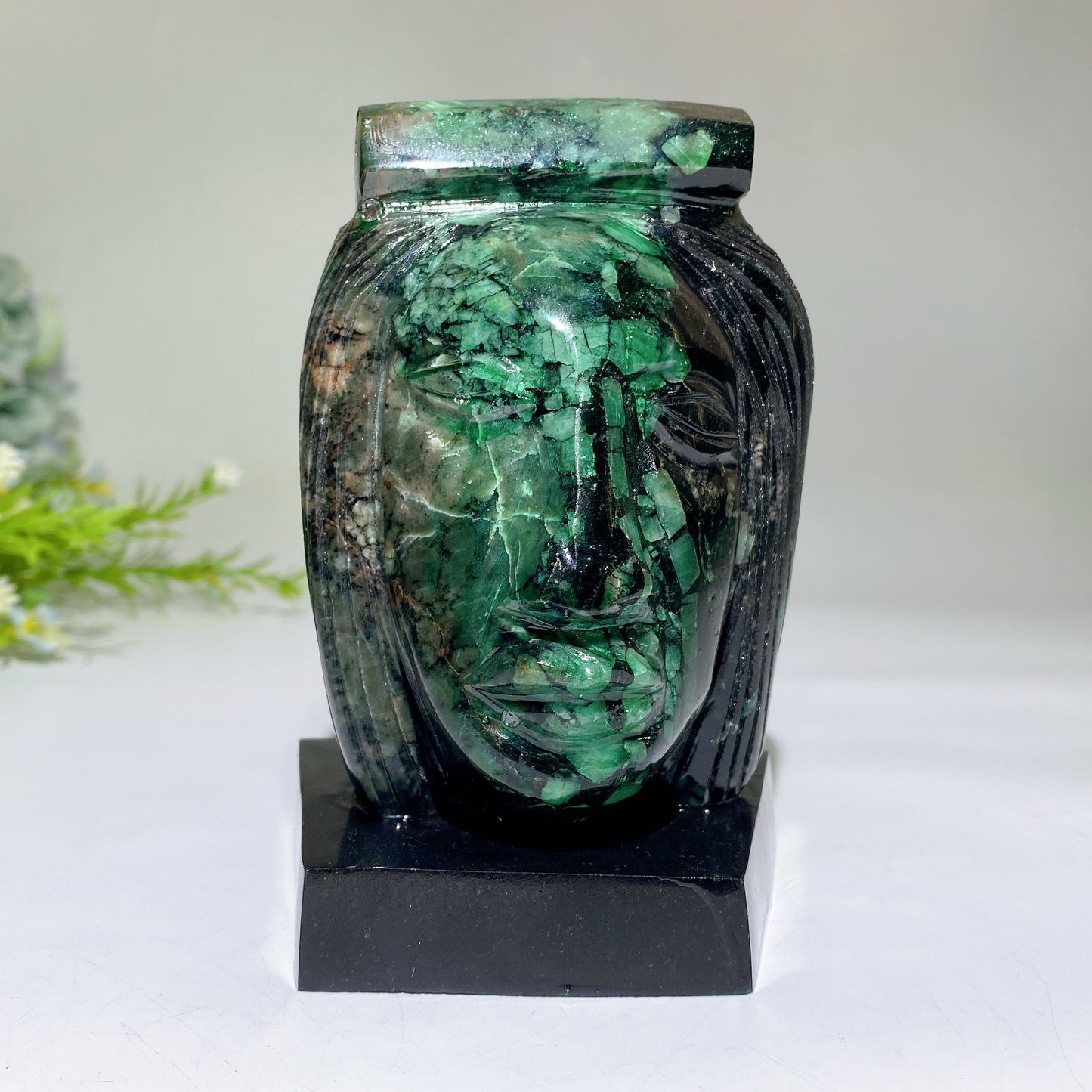 Natural Emerald Unique Face Carving Crystal Healing Bulk Wholesale