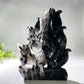 20cm Uninque Black Tourmaline in Quartz Nine-tails Fox Carving Crystal Healing Bulk Wholesale
