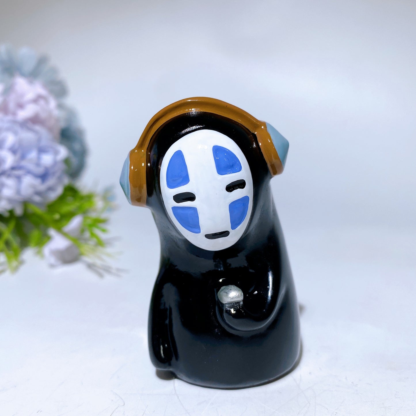 7cm Black Obsidian No-face Carving with Painting Crystal Healing Bulk Wholesale