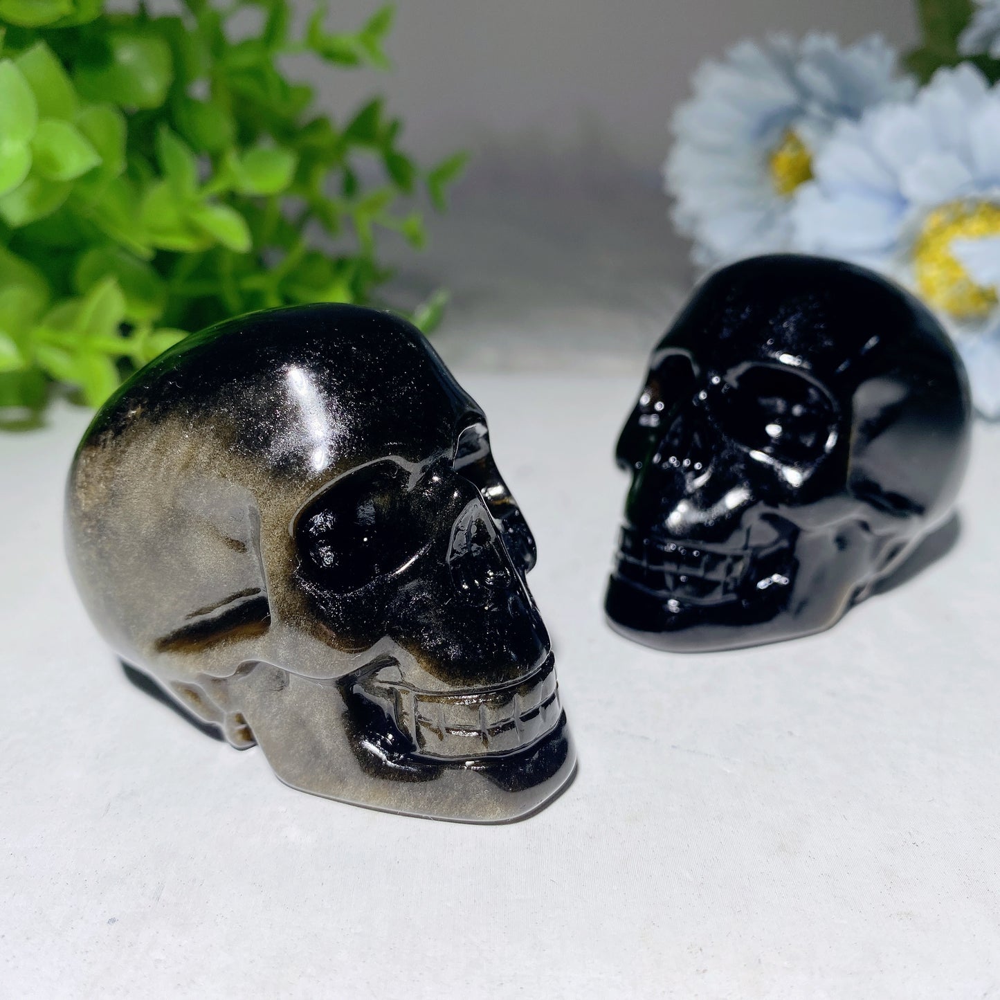 2.3" Golden Obsidian Skull Carvings Bulk Wholesale