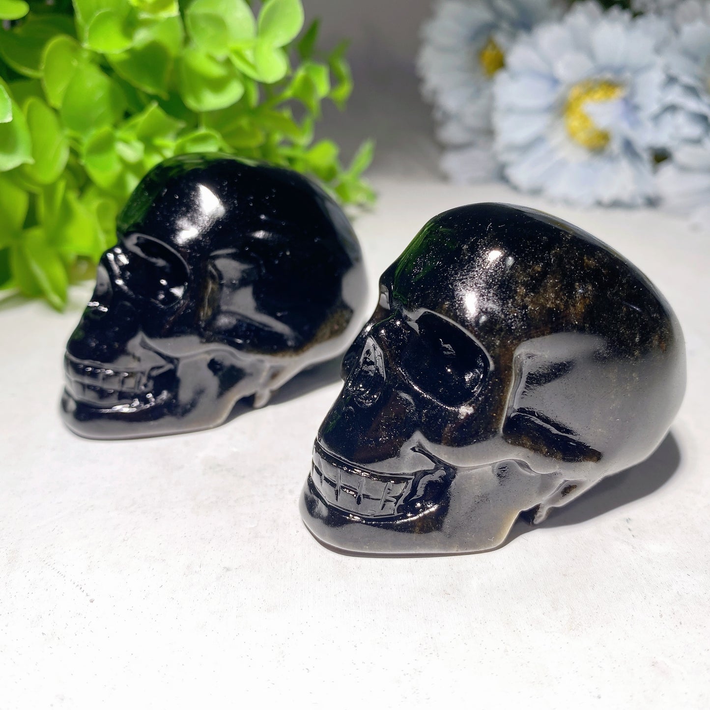 2.3" Golden Obsidian Skull Carvings Bulk Wholesale