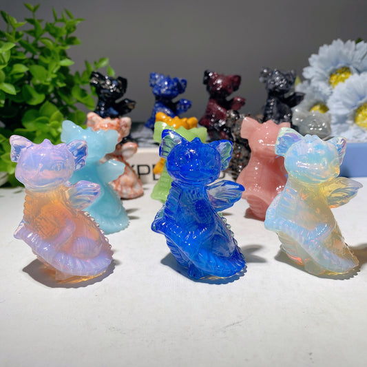 2.2" Mixed Crystal Dragon Carvings Crystal Healing Bulk Wholesale