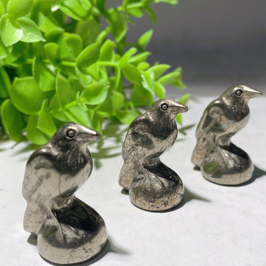 1.3" Pyrite Crow Carvings Crystal Healing Bulk Wholesale