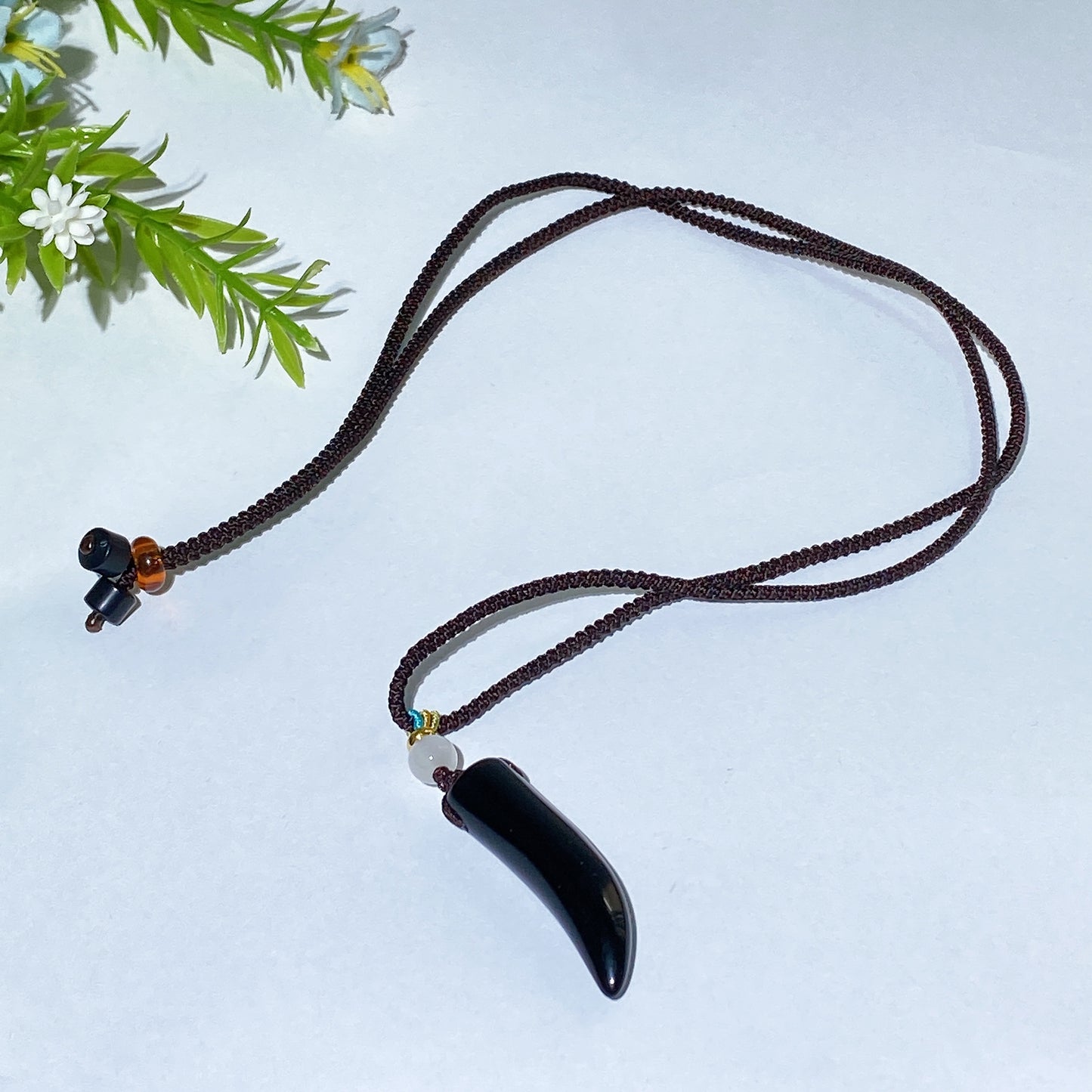 Crystal Wolf Tooth with Cord Necklace Crystal Healing Bulk Wholesale
