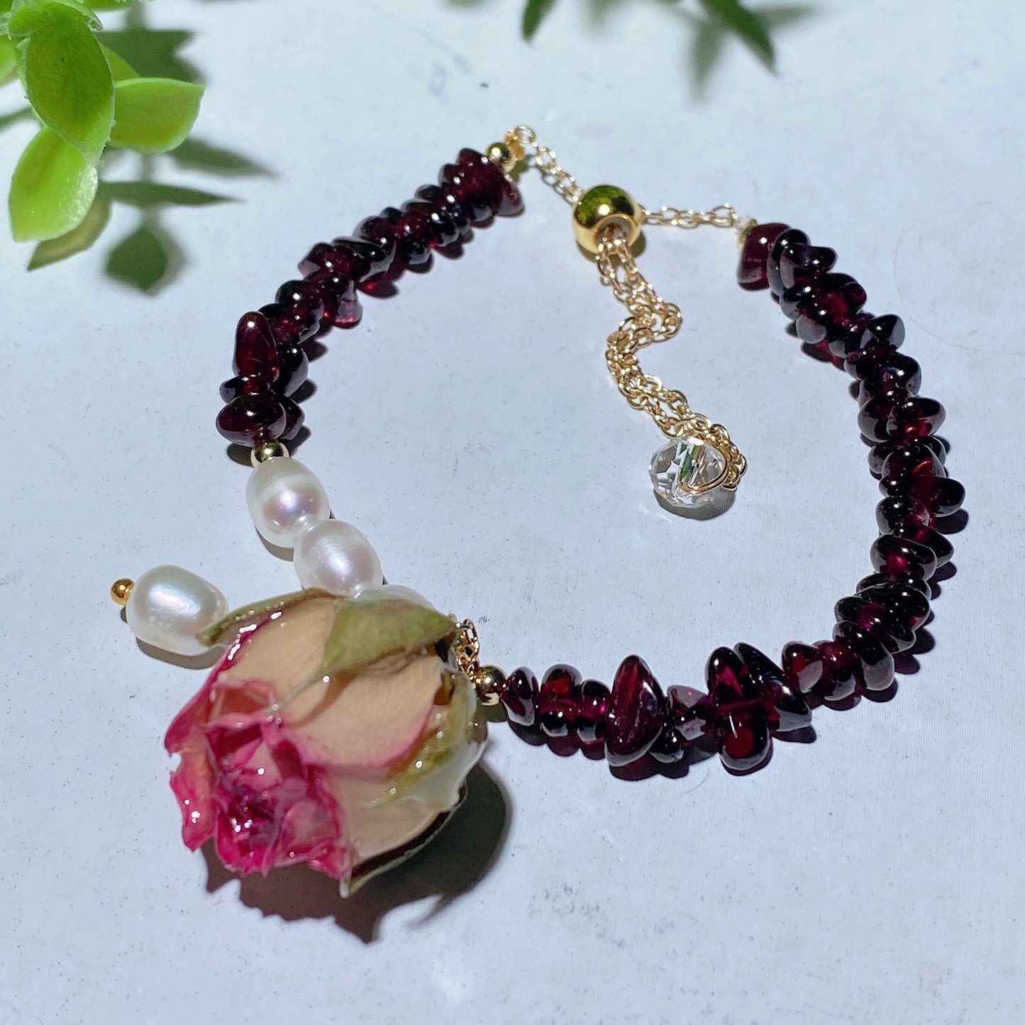 Mixed Crystal Pearl Rose Flower Adjustable Bracelet Bulk Wholesale