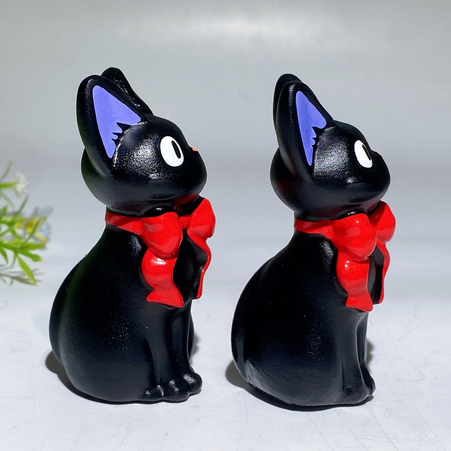 3.2" Black Obsidian Cat Carving with Painting Crystal Healing Bulk Wholesale