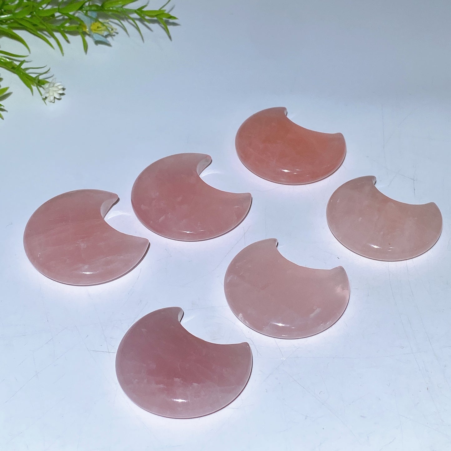 1.8"-2.0" Rose Quartz Moon Carvings Crystal Healing Bulk Wholesale