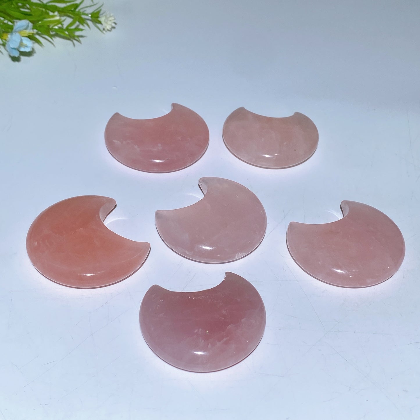 1.8"-2.0" Rose Quartz Moon Carvings Crystal Healing Bulk Wholesale