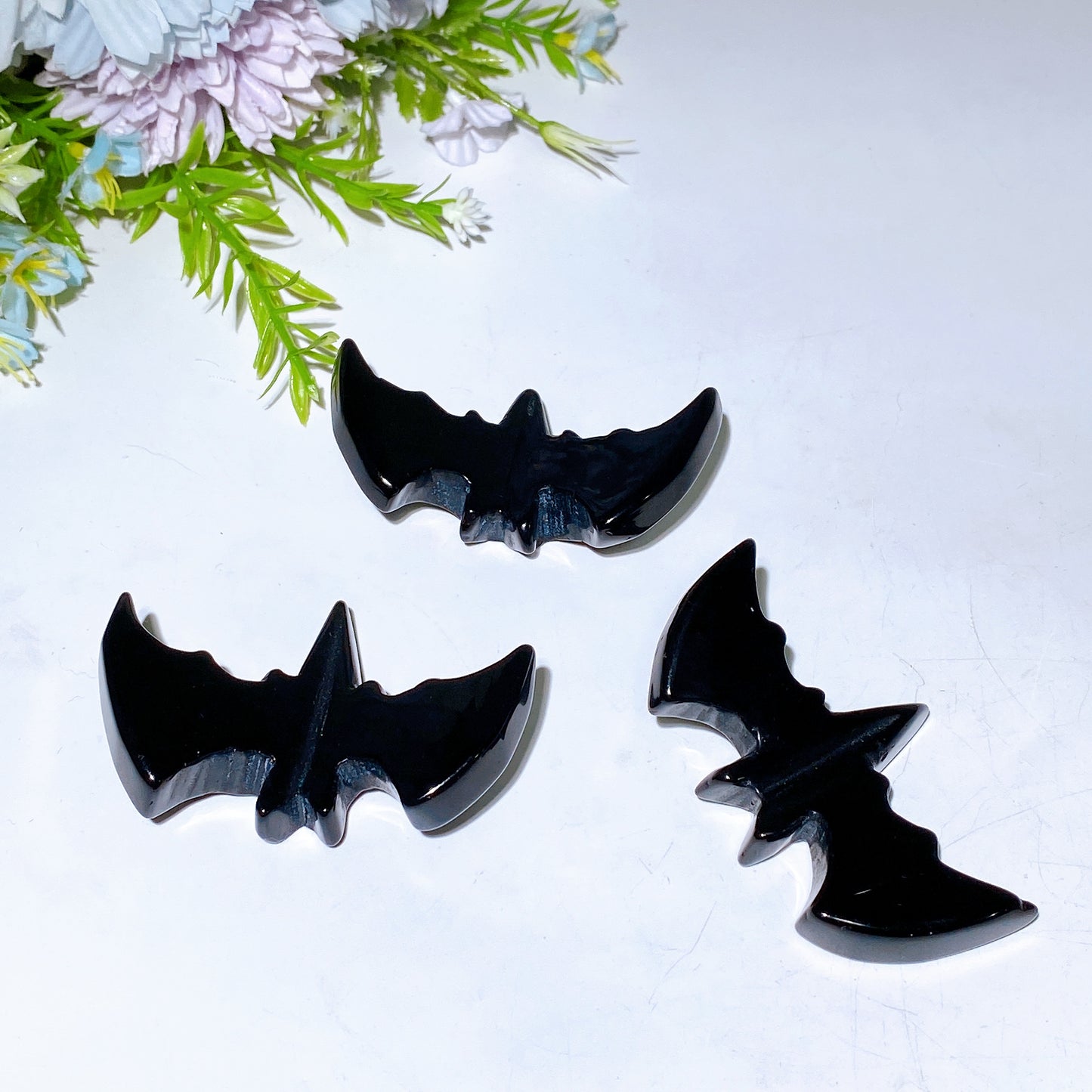 2.7" Black Obsidian Bat Carving Crystal Healing Bulk Wholesale