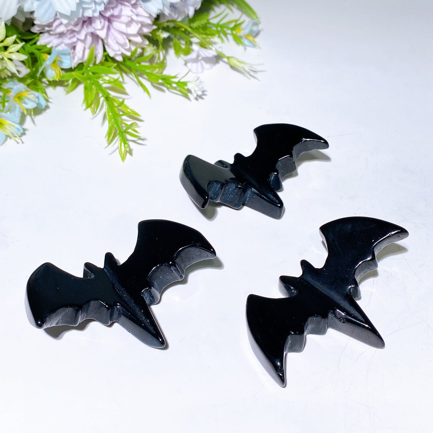 2.7" Black Obsidian Bat Carving Crystal Healing Bulk Wholesale