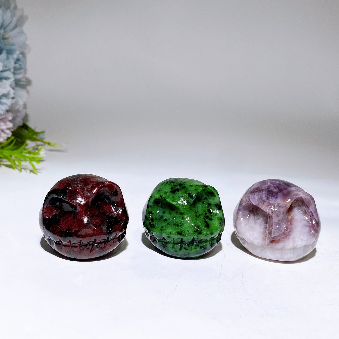 1.7" Crystal Jack Skellington Head Carving Crystal Healing Bulk Wholesale