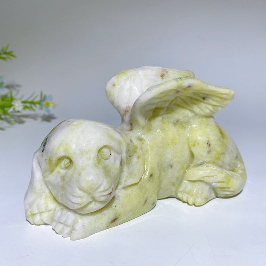 5.0" Jade Dog with Wings Carving Crystal Healing Bulk Wholesale