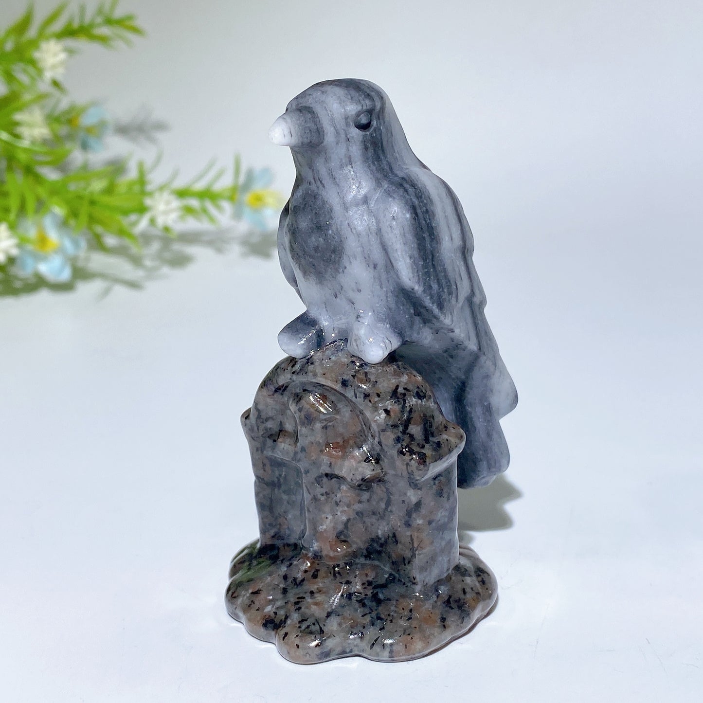 3.1" Crystal Raven on Yooperlite Tombstone Carving Crystal Healing Bulk Wholesale