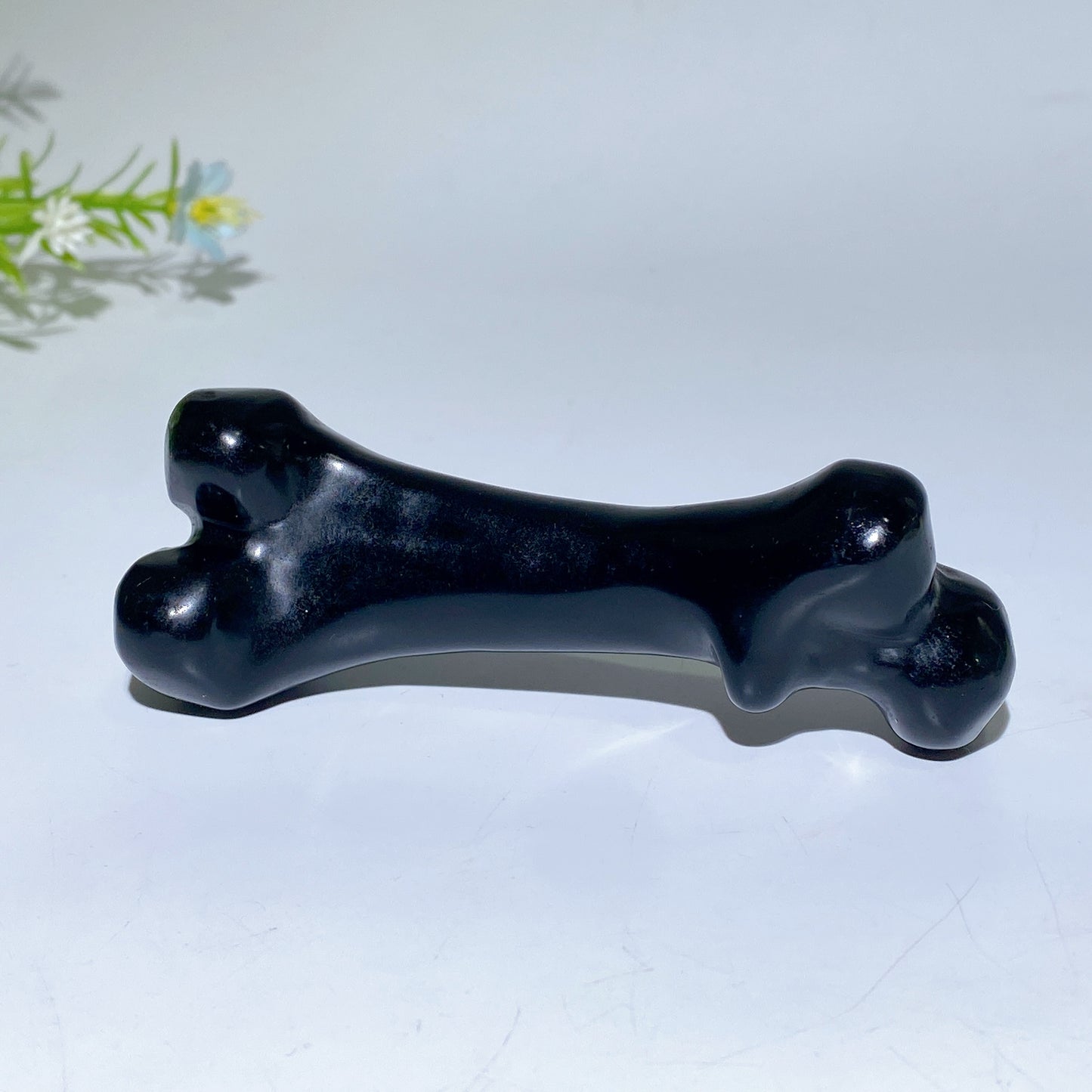 4.0" White Jade BlackObsidian Bones Carving Crystal Healing Bulk Wholesale
