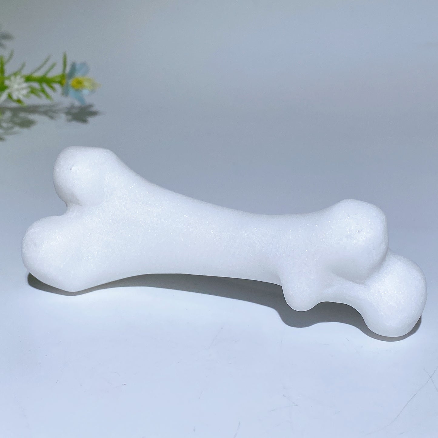 4.0" White Jade BlackObsidian Bones Carving Crystal Healing Bulk Wholesale