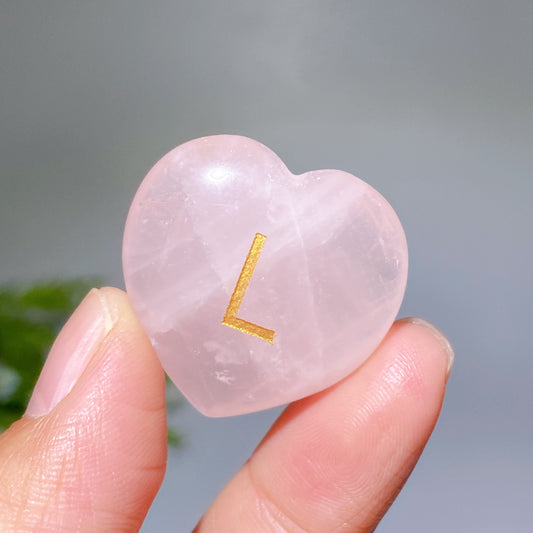 3cm Rose Quartz Heart Carving with 'LOVE' Letter Crystal Healing Bulk Wholesale Mother's Day Gift-1set
