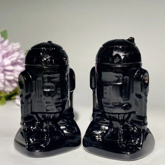 2.5" Black Obsidian R2D2 Robert Carvings Bulk Wholesale