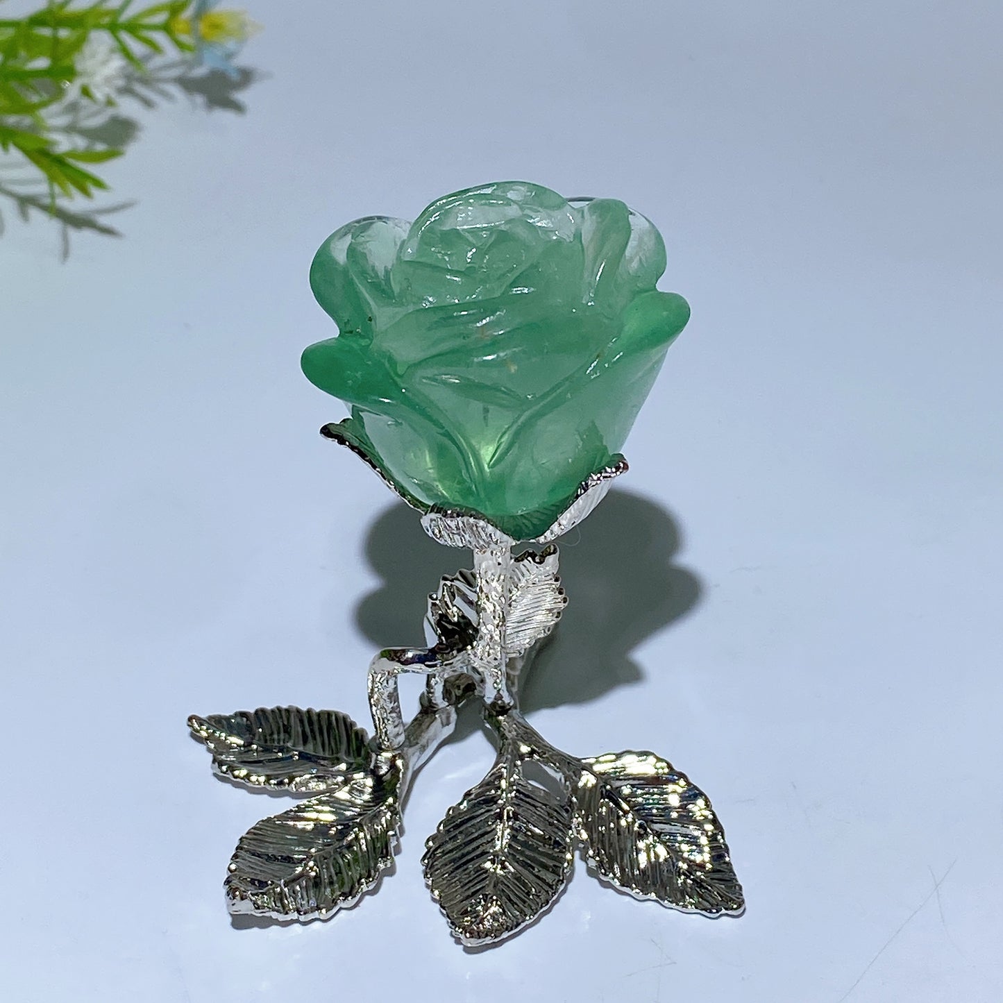 75mm Crystal Flower with Silver Metal Stem Free Form Crystal Healing Bulk Wholesale