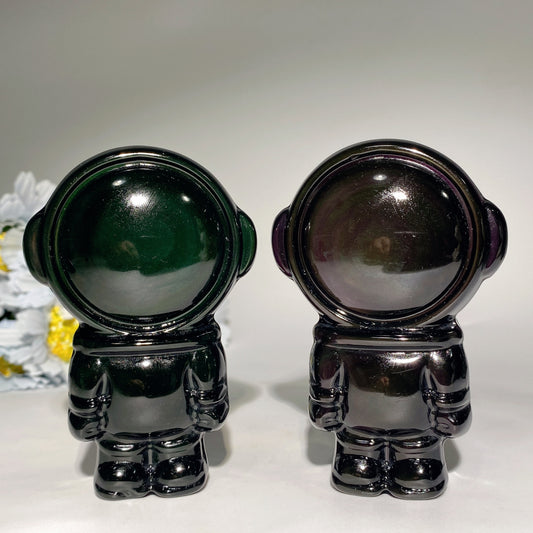 3.7" Rainbow Obsidian Spaceman Carvings Bulk Wholesale