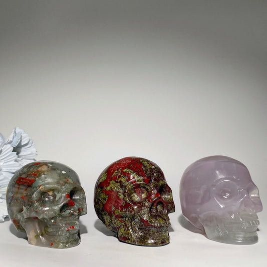 3.1’-3.3” Mixed Crystal Skull Carvings Bulk Wholesale