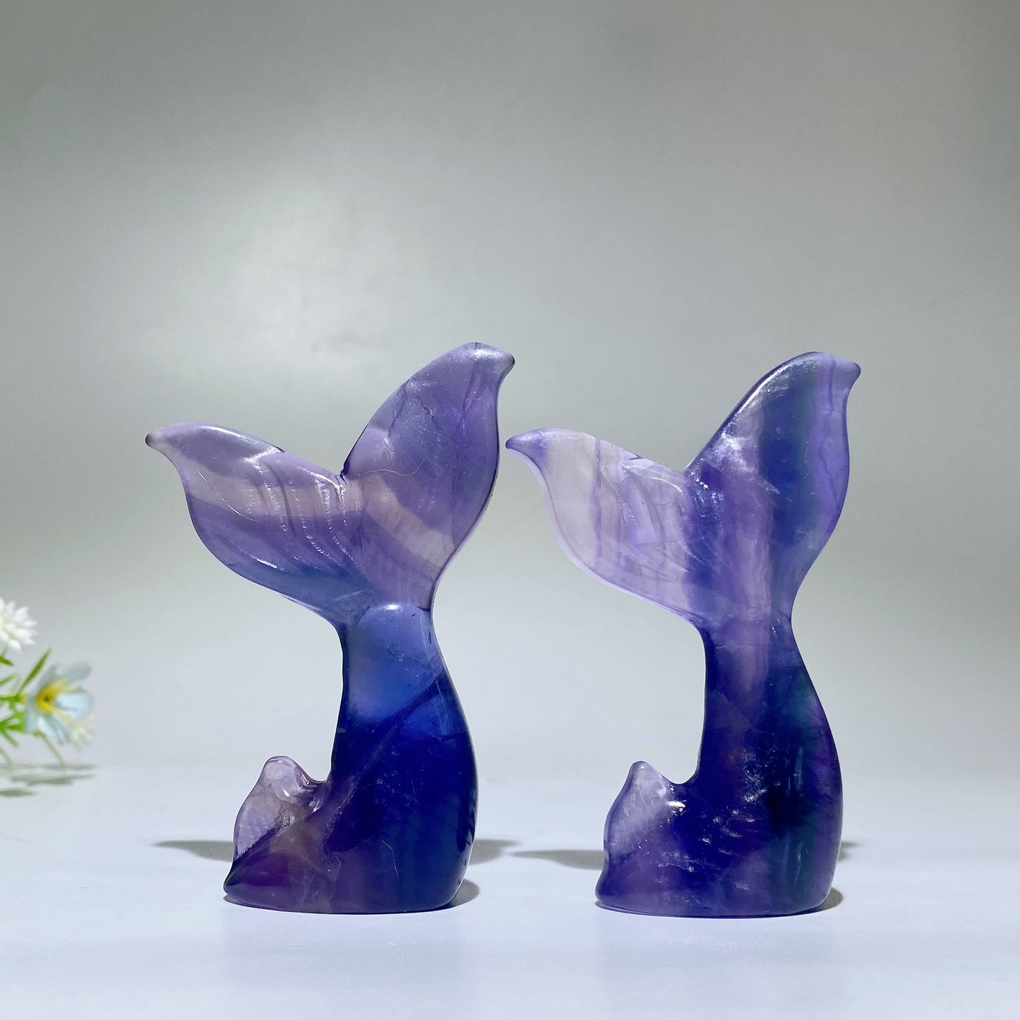3.2" Purple Fluorite Fish Tail Carving Crystal Healing Bulk Wholesale