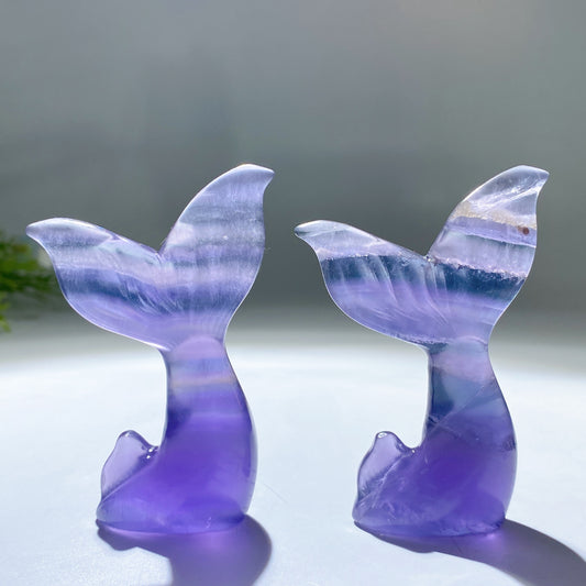 3.2" Purple Fluorite Fish Tail Carving Crystal Healing Bulk Wholesale
