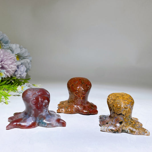 2.1"-2.4" Ocean Jasper Octopus Carving Crystal Healing Bulk Wholesale