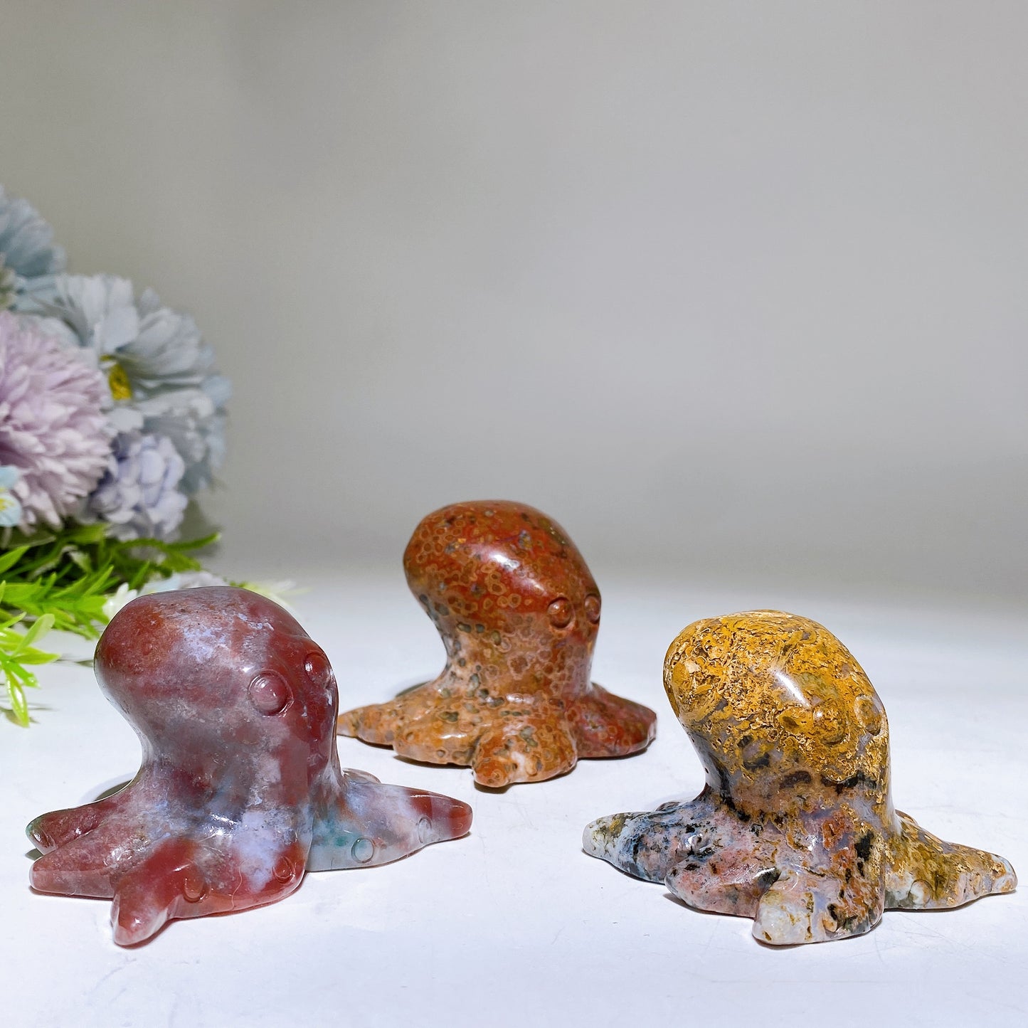 2.1"-2.4" Ocean Jasper Octopus Carving Crystal Healing Bulk Wholesale